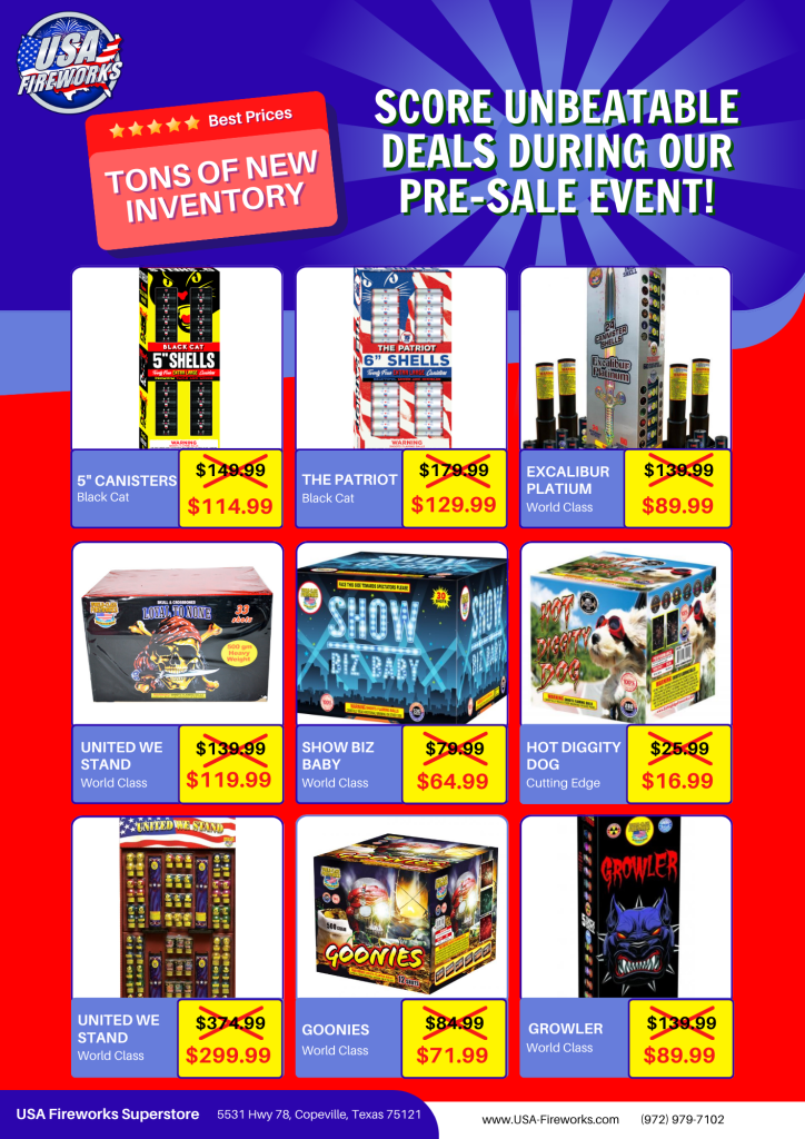 Pre-Order Sale - HUGE Savings on fireworks!!!